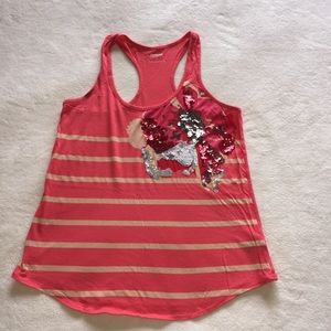 Express Stripe Tank Top Sequin Flowers